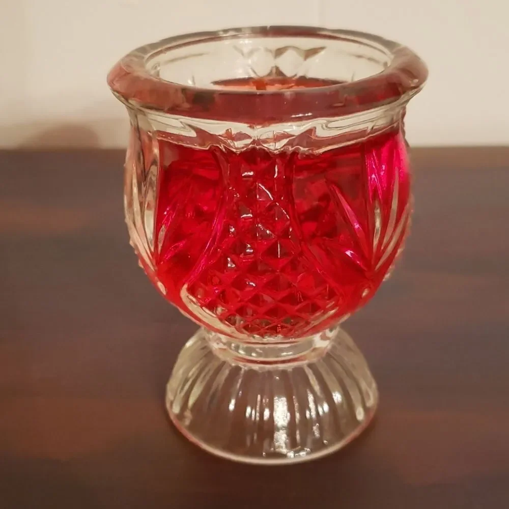 Vintage Avon Bayberry Candle in Cut Glass Holder